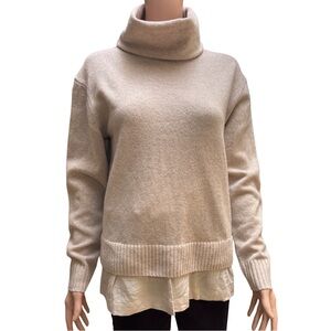 Joseph Elegant Beige Turtleneck Wool Cashmere Sweater Small